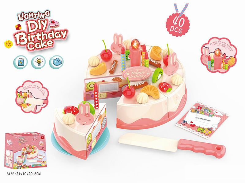 40pcs DIY Fruit Light Candle Cake Set
