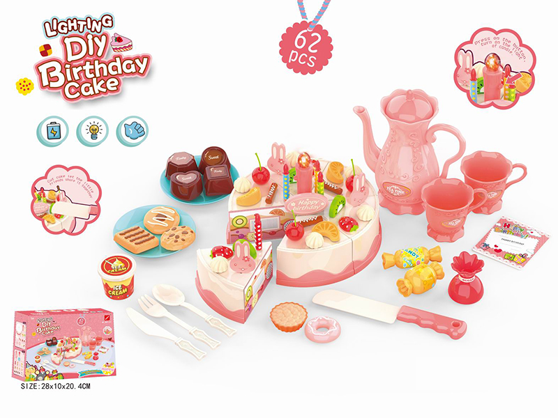 62PCS DIY  Fruit Light Candle Cake Set