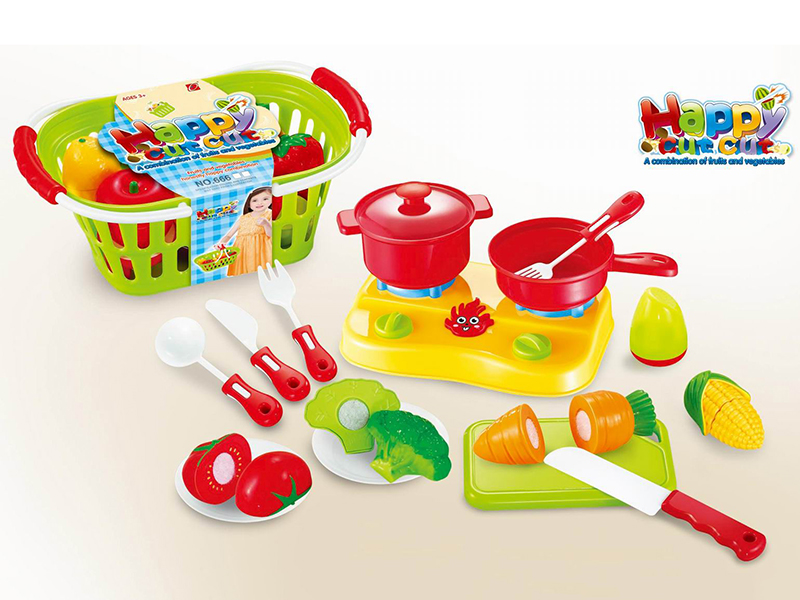 18pcs Cutting Fruits And Vegetable With Basket + Stove  Set
