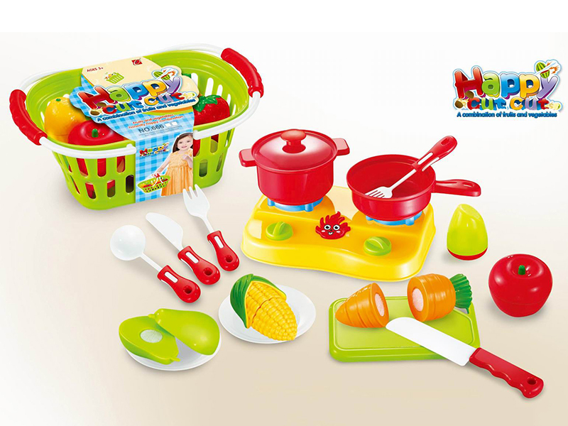 18pcs Cutting Fruits And Vegetable With Basket + Stove  Set
