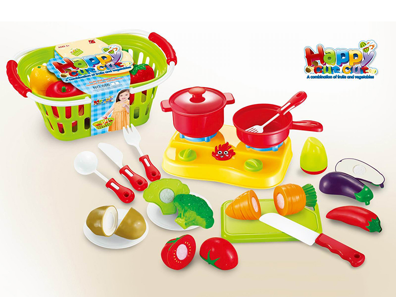 20pcs Cutting Fruits And Vegetable With Basket + Stove  Set