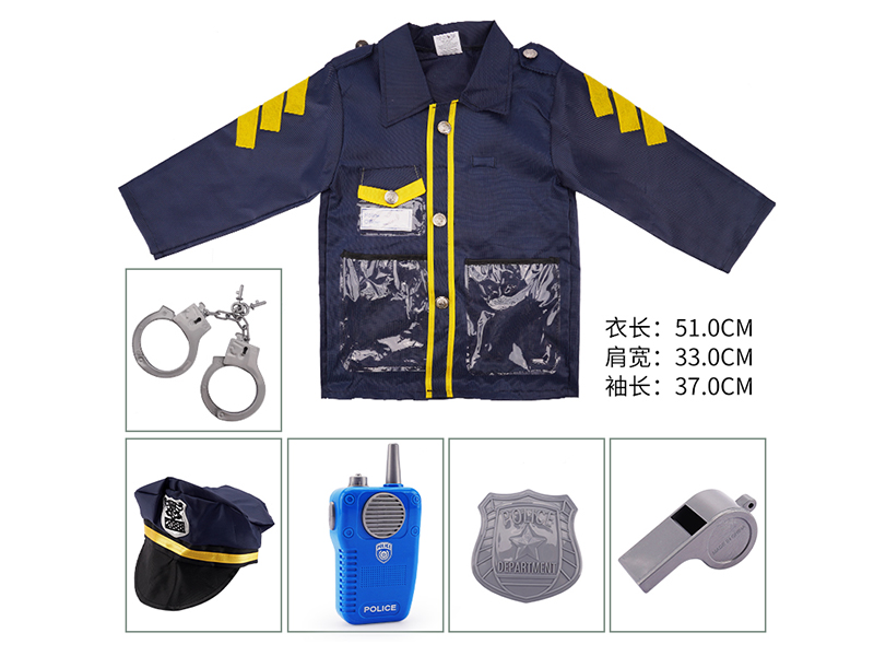 Long Sleeve Police  Costume With Music Interphone