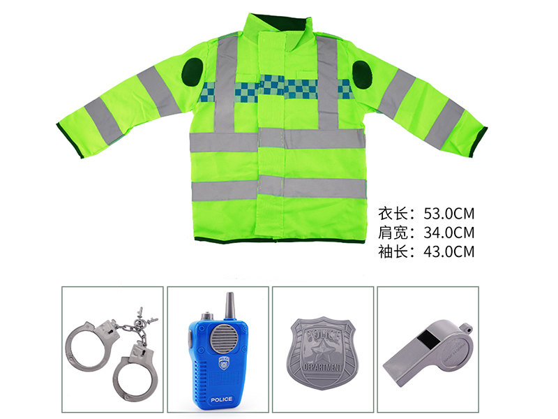 Long Sleeve Green Police  Costume With Music Interphone
