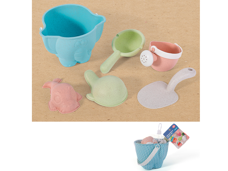 Wheat Straw Sand Bucket Set 6pcs