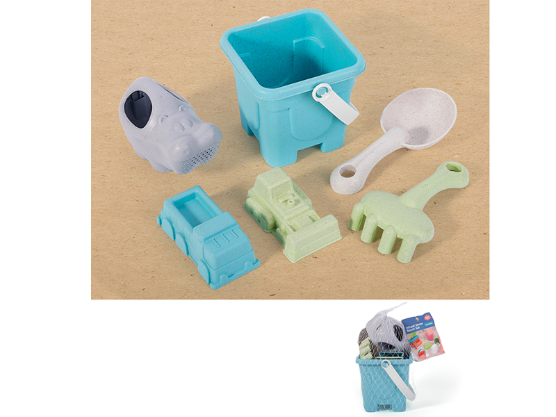 Wheat Straw Sand Bucket Set 6pcs