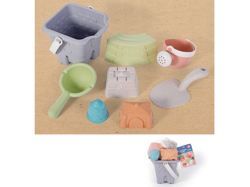 Wheat Straw Sand Bucket Set 8pcs