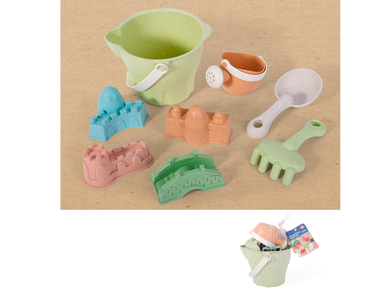 Wheat Straw Sand Bucket Set 8pcs