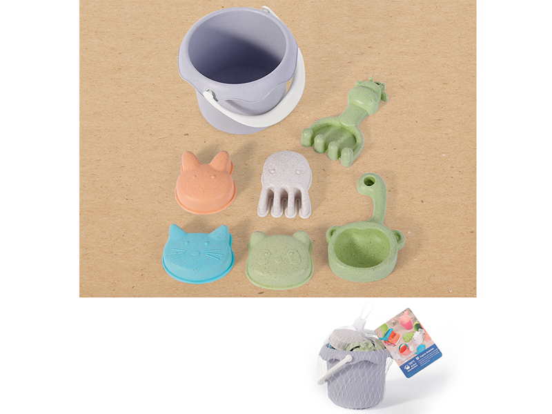 Wheat Straw Sand Bucket Set 7pcs