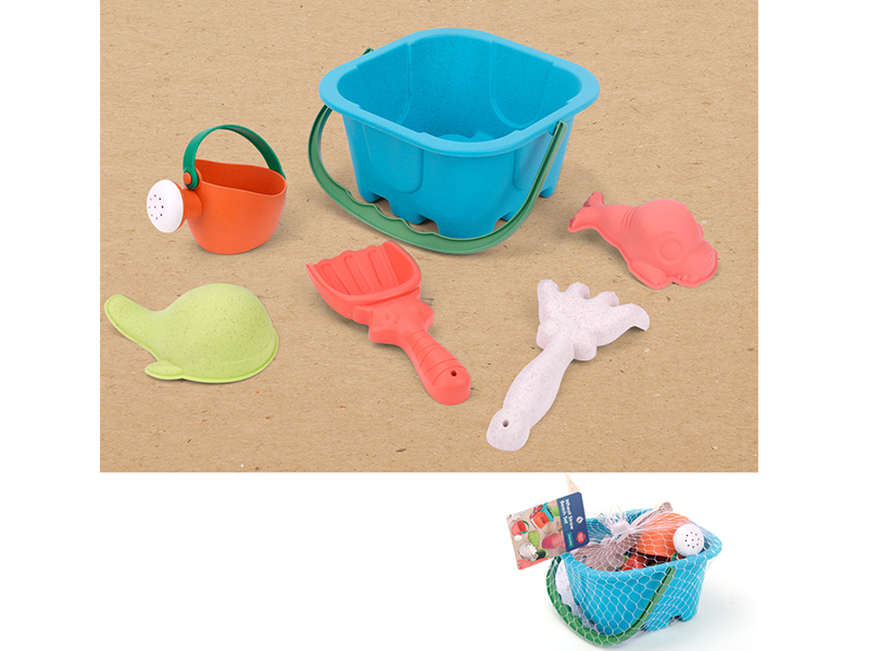 Wheat Straw Sand Bucket Set 6pcs