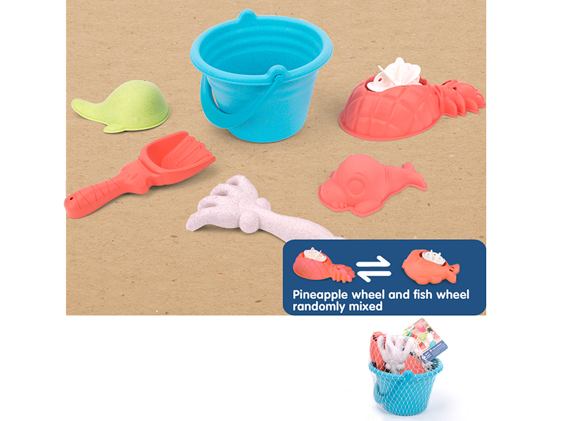 Wheat Straw Sand Bucket Set 6pcs