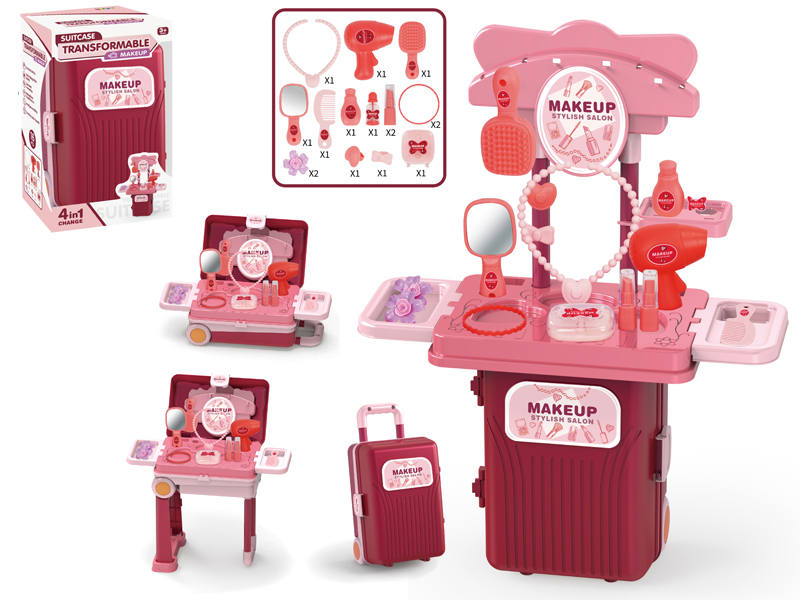 4 In 1 Suitcase Transformable Dressing Table 16pcs