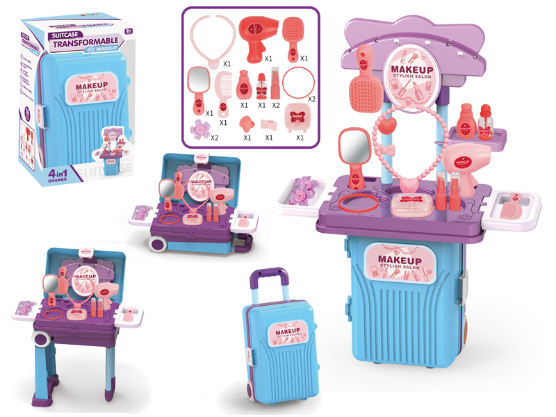 4 In 1 Suitcase Transformable Dressing Table 16pcs