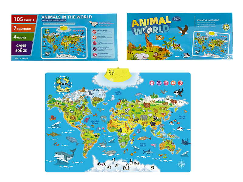 World Map Animals Learning Wall Chart