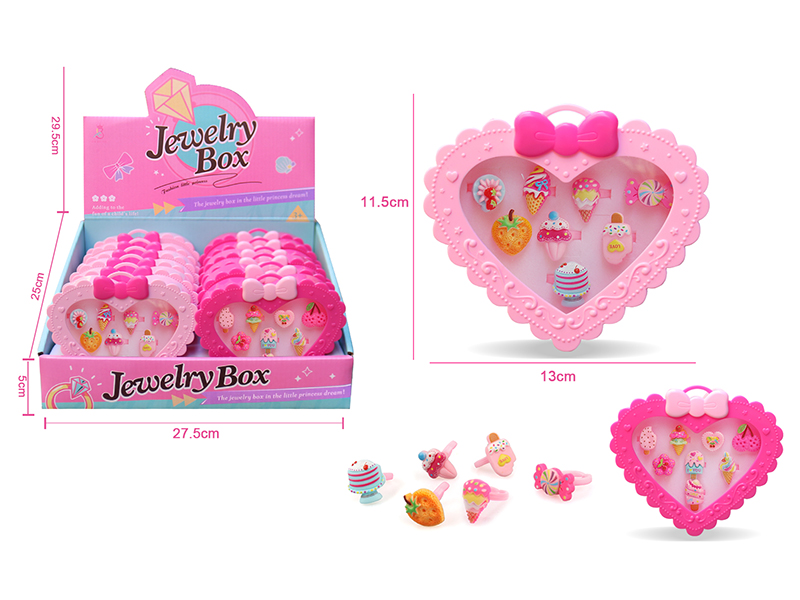 Adornment Toys-Children's Cartoon Ice Cream Ring 12pcs