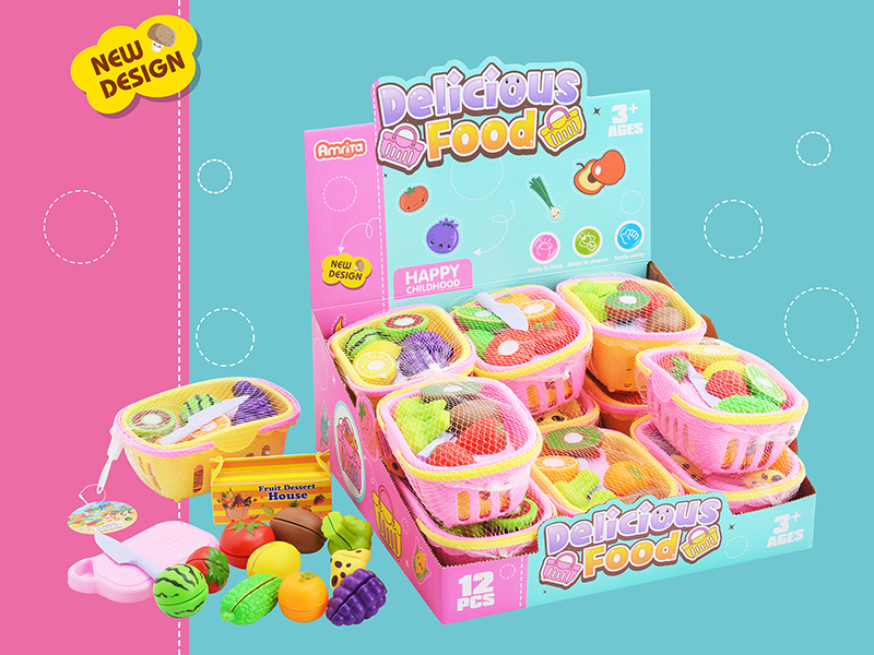 Cutting Fruits And Vegetable Set Shopping Basket 12pcs