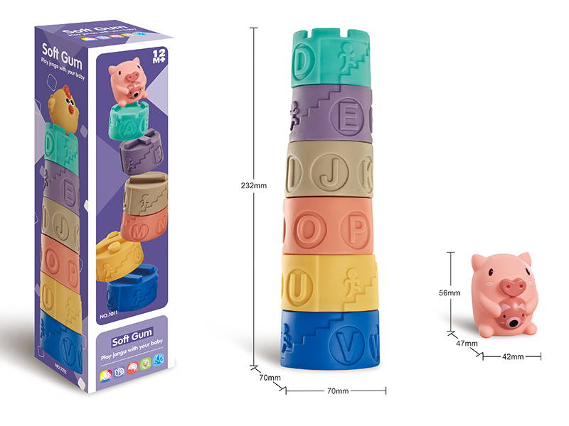 Soft Plastic Pig Jenga
