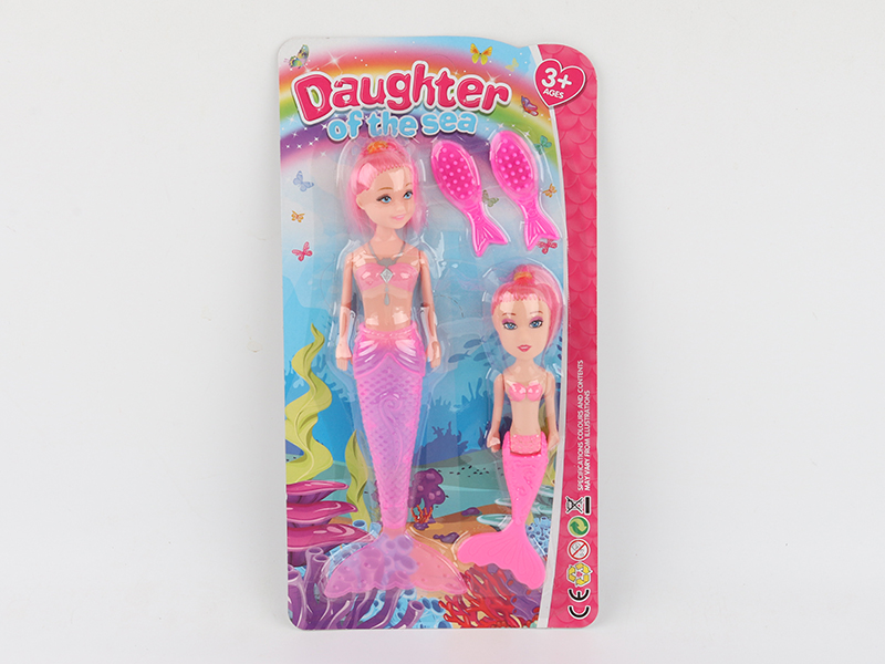 19.5cm Mermaid With Light + 14cm Small Mermaid Without Light + 2 Comb