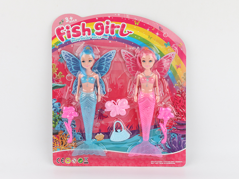 19.5cm Mermaid Butterfly Fairy Doll With Light 2pcs + 2 Comb + 1 Bag + 1 Hairpin