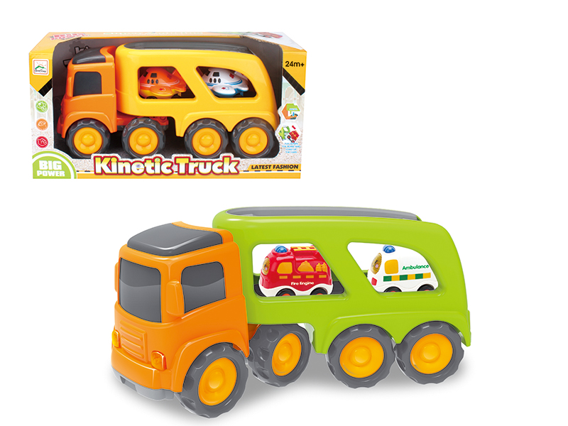 Friction Cartoon Trailer Transport Car(With 2 Slide Cartoon Car)