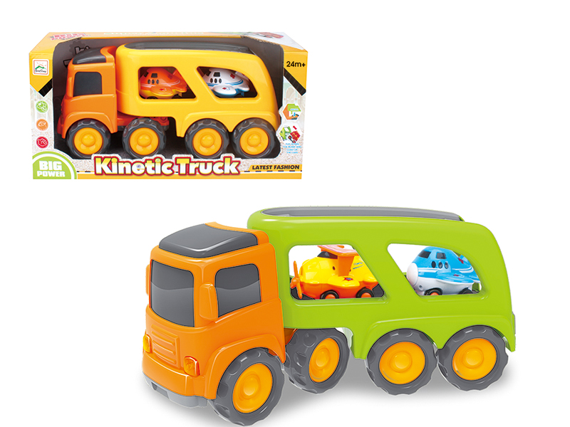 Friction Cartoon Trailer Transport Car(With 2 Slide Cartoon Airplane)