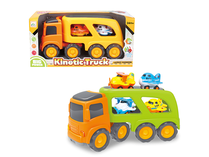 Friction Cartoon Trailer Transport Car(With 4 Slide Cartoon Airplane)