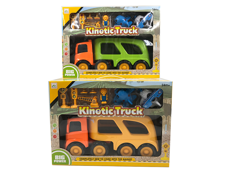 Friction Cartoon Trailer Transport Car(With 2 Slide Cartoon Airplane)