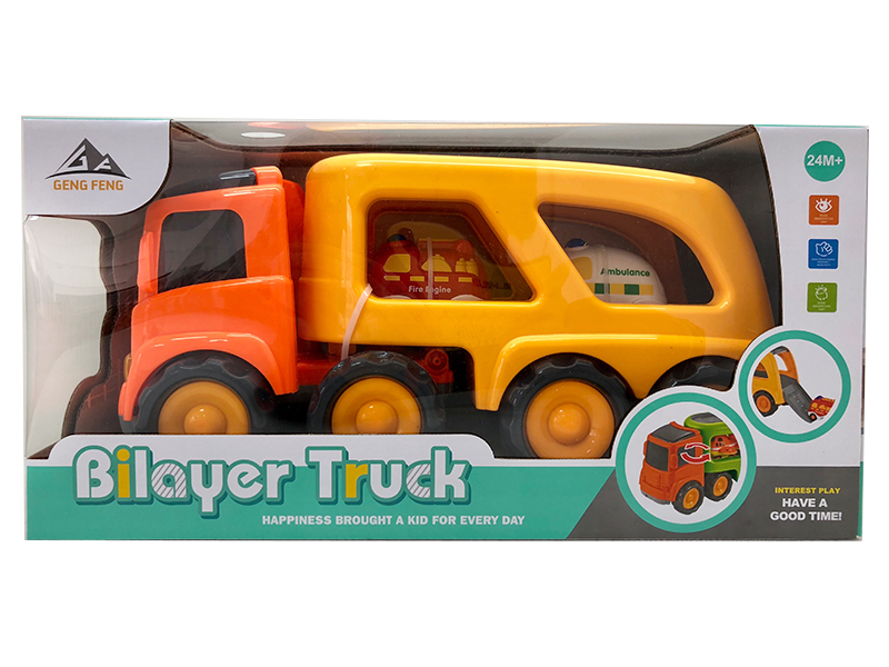 Friction Cartoon Trailer Transport Car(With 2 Slide Cartoon Car)