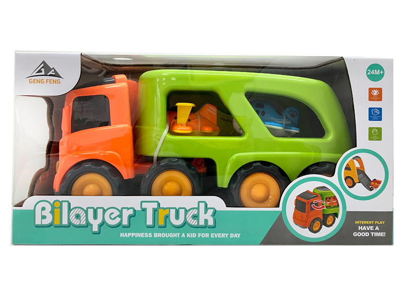 Friction Cartoon Trailer Transport Car(With 2 Slide Cartoon Airplane)