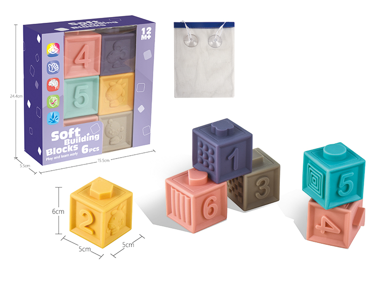 Soft Plastic Number Building Blocks 6pcs