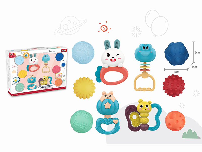 4 PCS Bell + Baby Tactile Perception Hand Grip Ball 6PCS