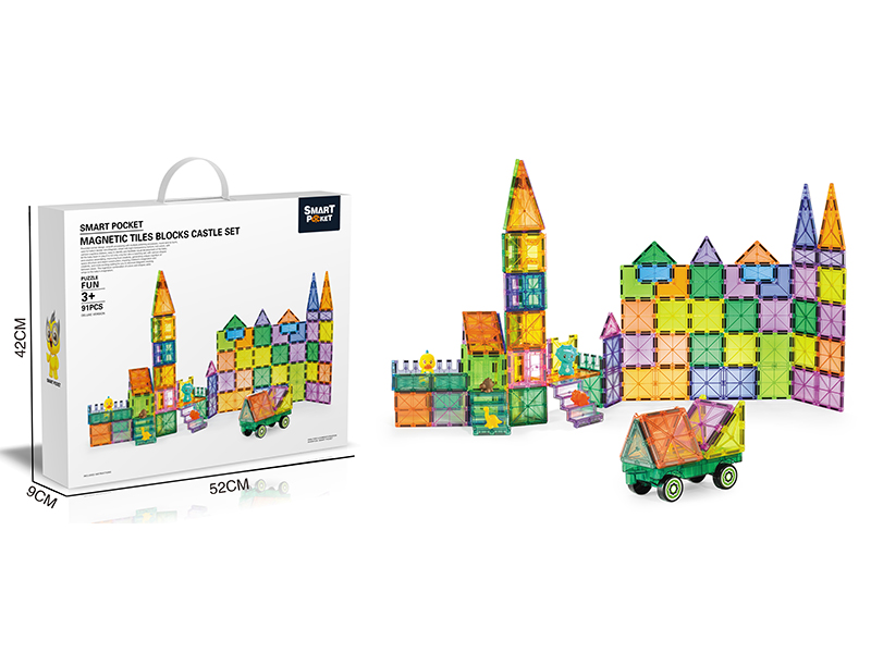 Magnetic Tiles Building Blocks Castle Set 91pcs