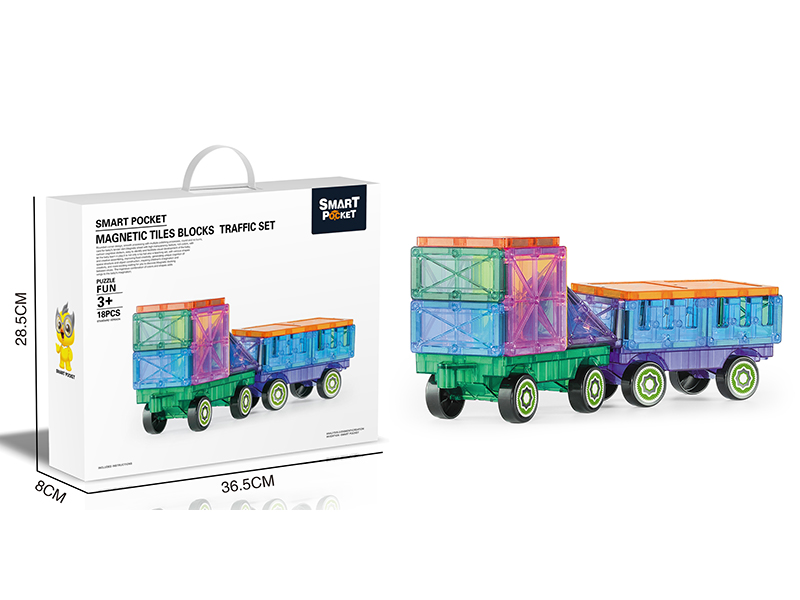 Magnetic Tiles Building Blocks Traffic Set 18pcs