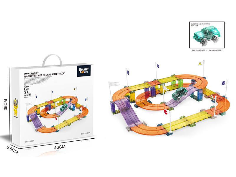Magnetic Tiles Building Blocks Car Track 102pcs