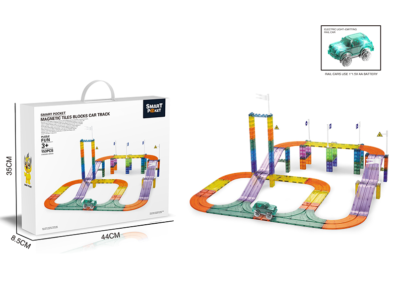 Magnetic Tiles Building Blocks Car Track 153pcs