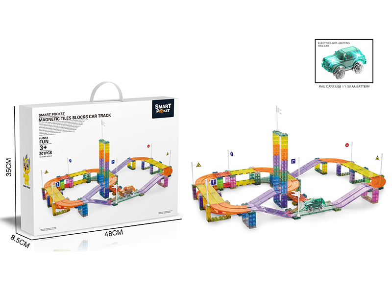 Magnetic Tiles Building Blocks Car Track 201pcs