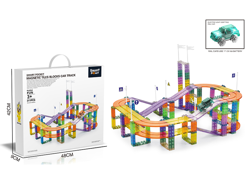 Magnetic Tiles Building Blocks Car Track 311pcs