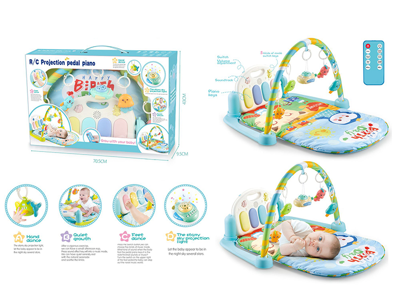 Penguin Pedal Piano Fitness Blanket (With Remote Controller,Projection Airplane)