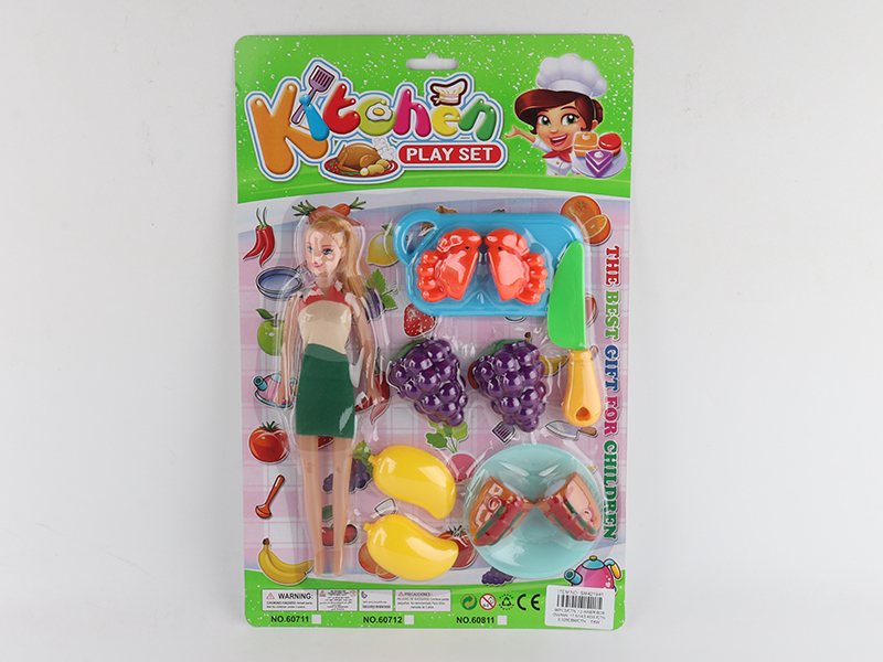 Doll With Cutting Fruits And Vegetable Set