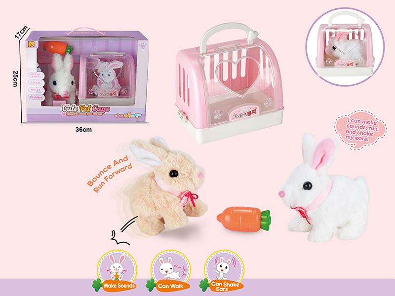 B/O Pet Rabbit With Portable Cage