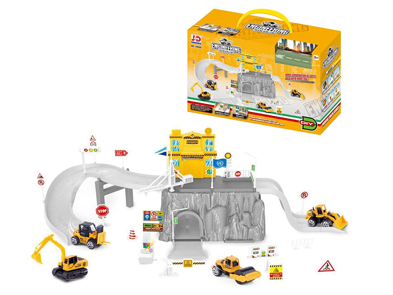Engineering Scene Alloy Car Parking Lot With Light And Music