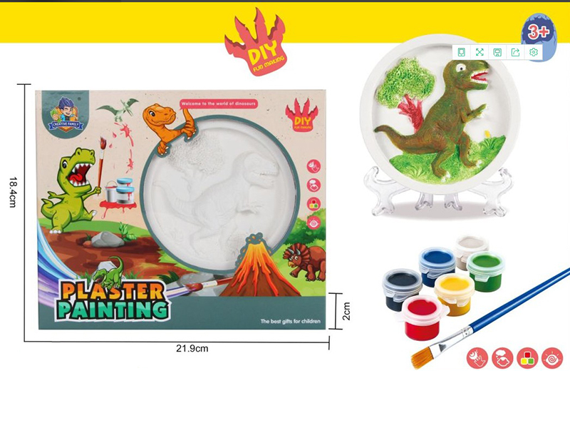 Plaster Coloured Drawing-Dinosaurs World