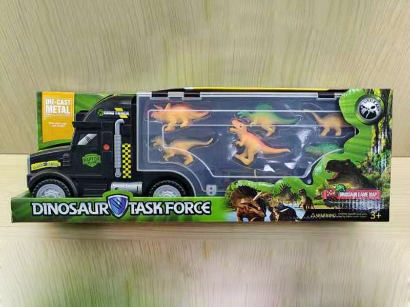 Alloy Car Container Series Scene Game Map Set With Dinosaur