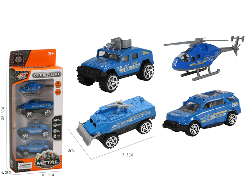 4pcs Alloy Police Car