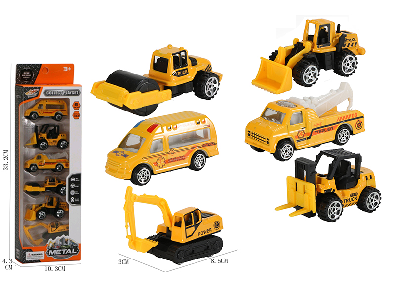 6pcs 1:64 Alloy Engineering Truck