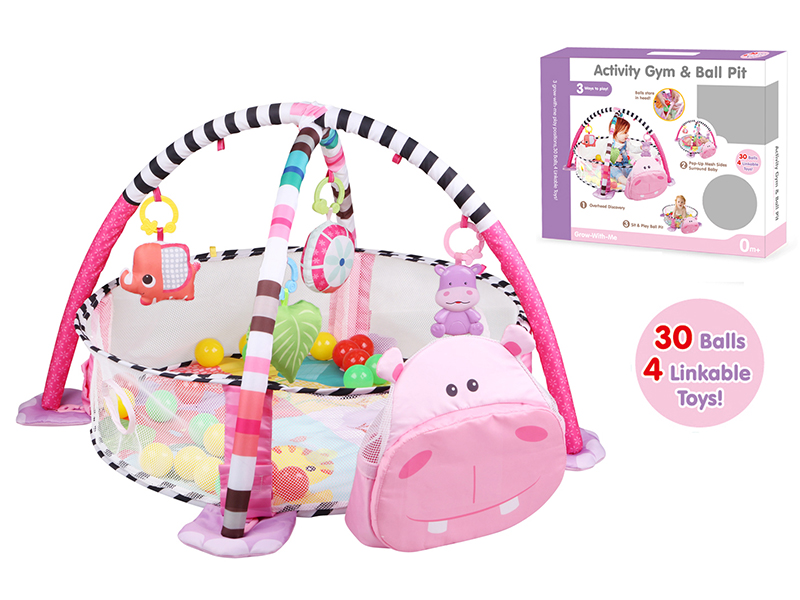 3 In 1 Hippo Ball Pool With Music, 30pcs 5cm Ocean Balls