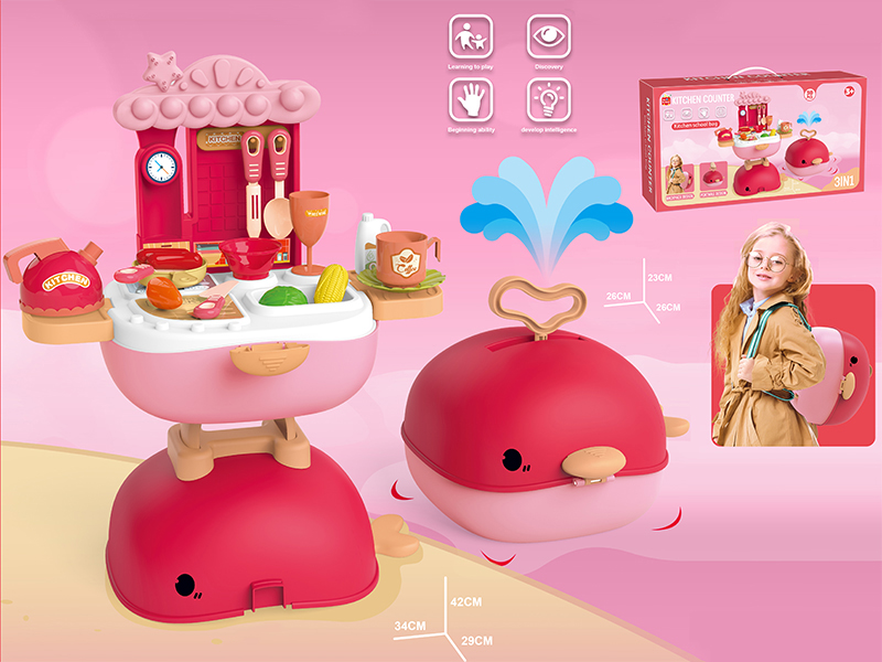 3 In 1 Kitchen Counter+Whale School Bag 30pcs