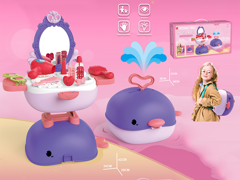 3 In 1 Dressing Table +Whale School Bag 27pcs