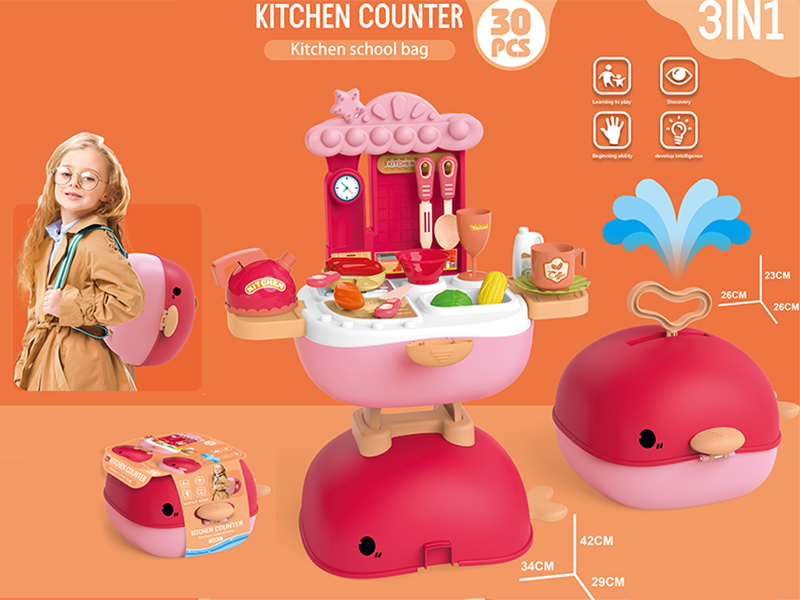 3 In 1 Kitchen Counter +Whale School Bag 30pcs
