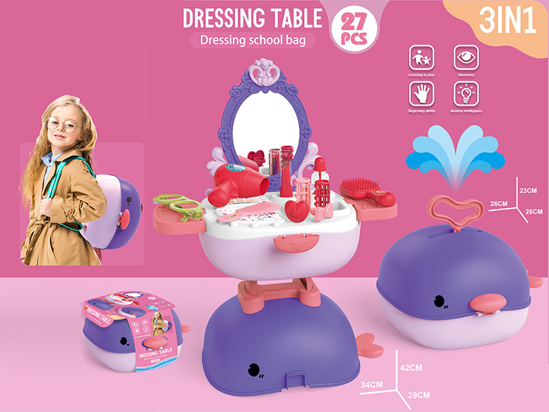 3 In 1 Dressing Table +Whale School Bag 27pcs