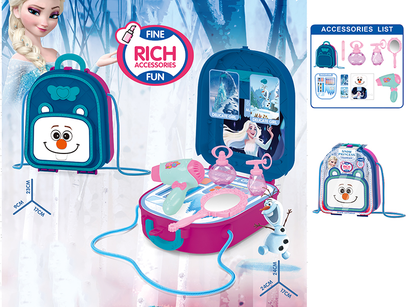 2 In 1 Snow PrincessTheme Shoulder Bag + Dressing Table 10pcs